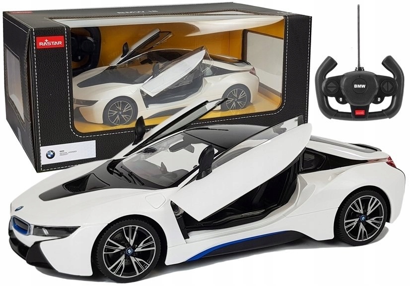 Auto R/C BMW i8 Rastar 1:14 Biały Drzwi Automatycz