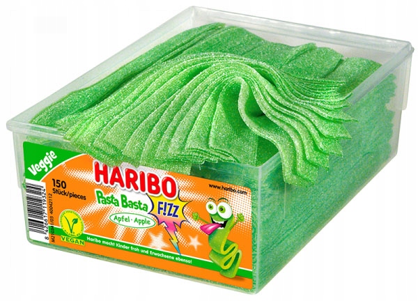 Żelki paski jabłkowe z Niemiec Pasta Basta Apfel Haribo Niemieckie 150 szt.