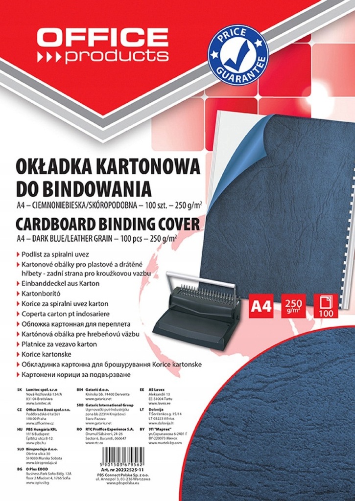 Okładki do bindowania karton A4 100szt niebieskie