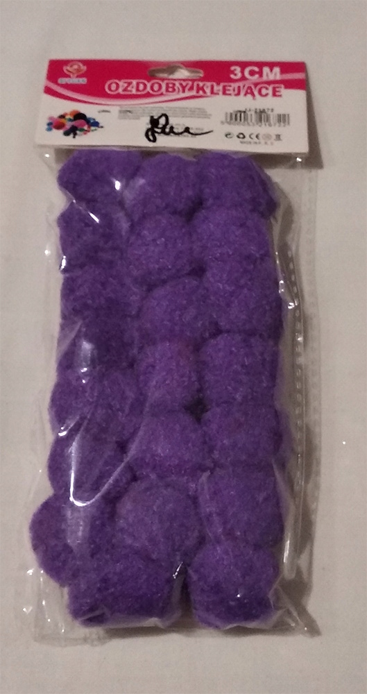 Pompon do dekoracji fiolet 3 cm 21 szt