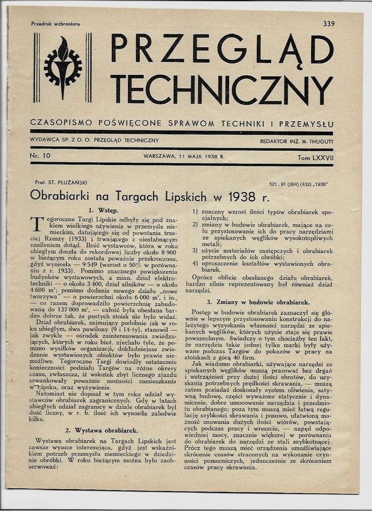 1938 10 LOTNICTWO Piotrowice Żory