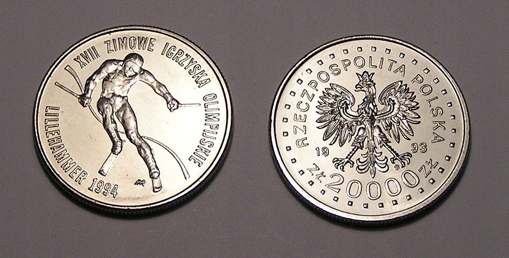 20000 zł 1993 r. Z. I. O w LILLEHAMMER. Stan I UNC