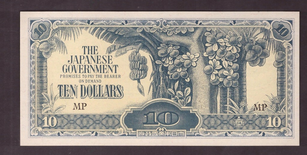 Japonia - Okupacja Malaya - banknot - 10 Dollar 1942 rok