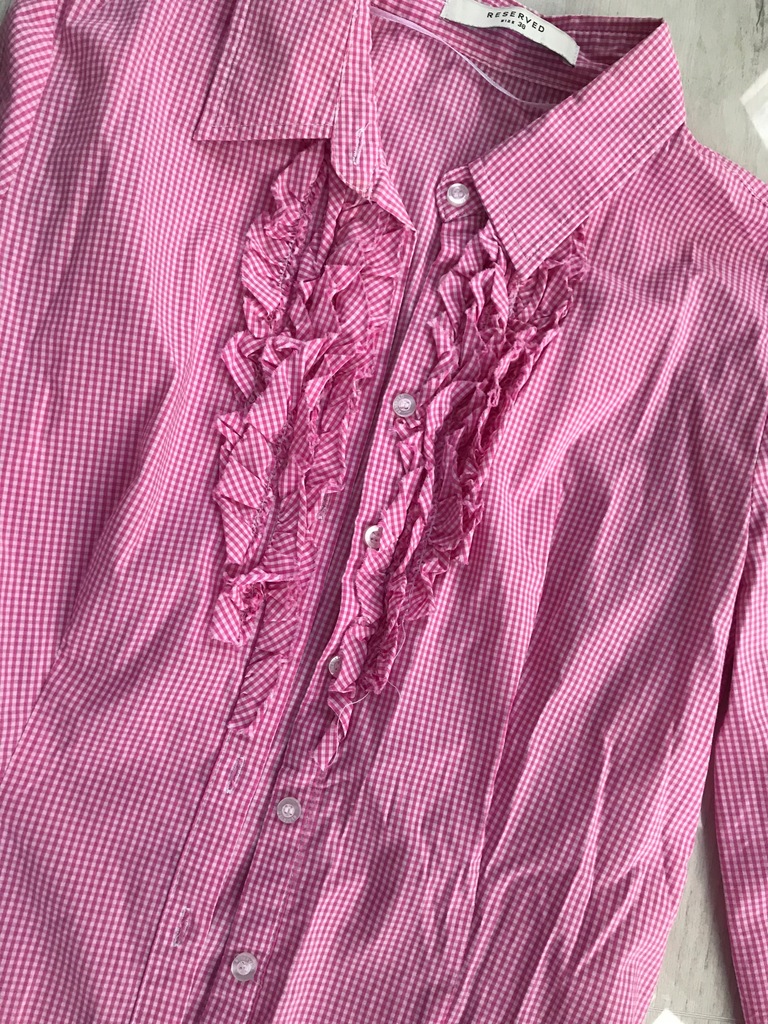 RESERVED koszula różowa kratka Żabot 38 M