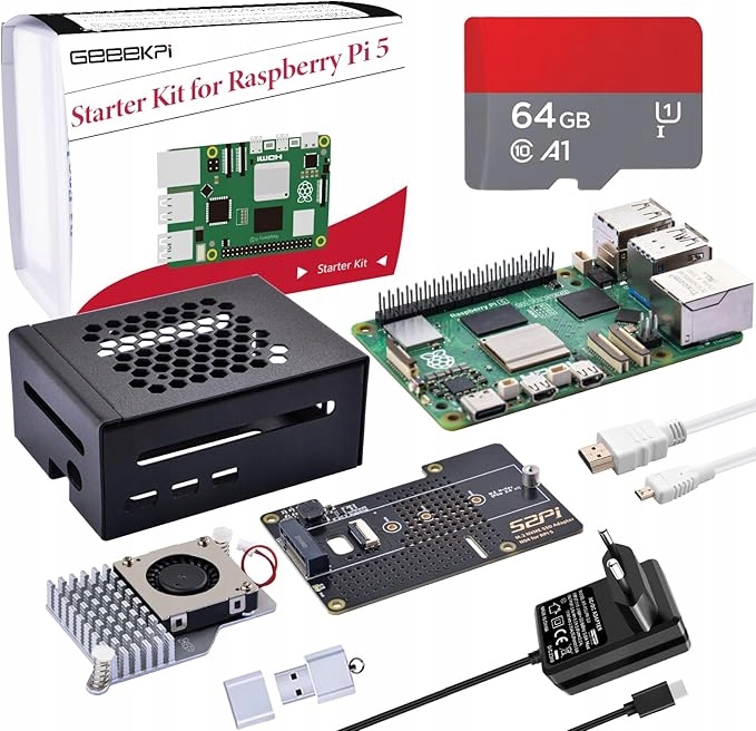 Mikrokomputer Raspberry Pi 5 z procesorem ARM Cortex-A76 2,4 GHz, VideoCore