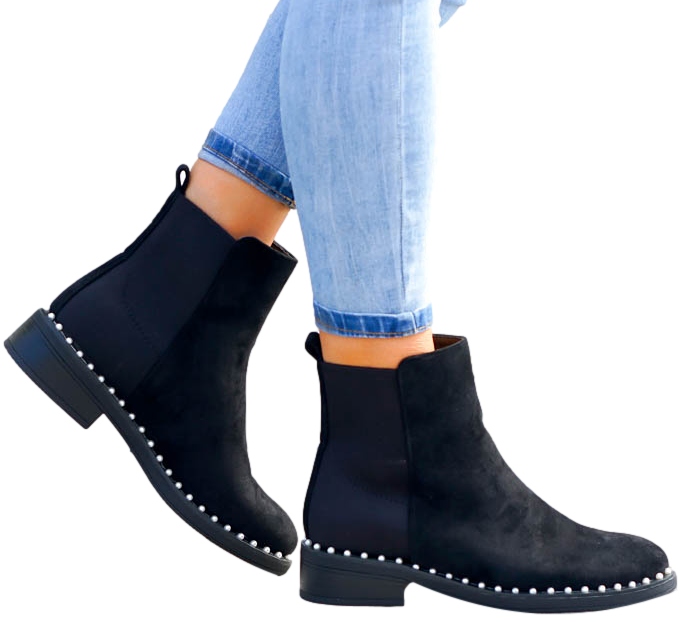 Купить Черные замшевые женские ботинки Челси Pearl: отзывы, фото и ...