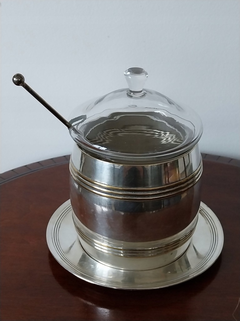 Pojemnik w kształcie beczki z podstawką wkład szklany