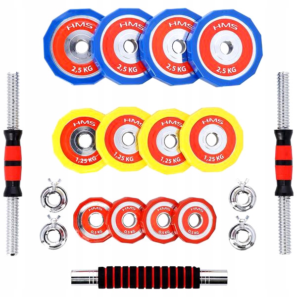 SZTANGIELKI W WALIZCE KOLOROWE 2x10KG HMS SKC20