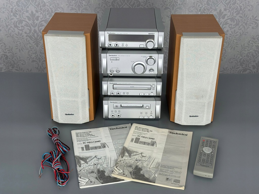 Zestaw Wieża Technics SC-HD515MD CD MiniDisc Tuner Wzmacniacz Kolumny HIT