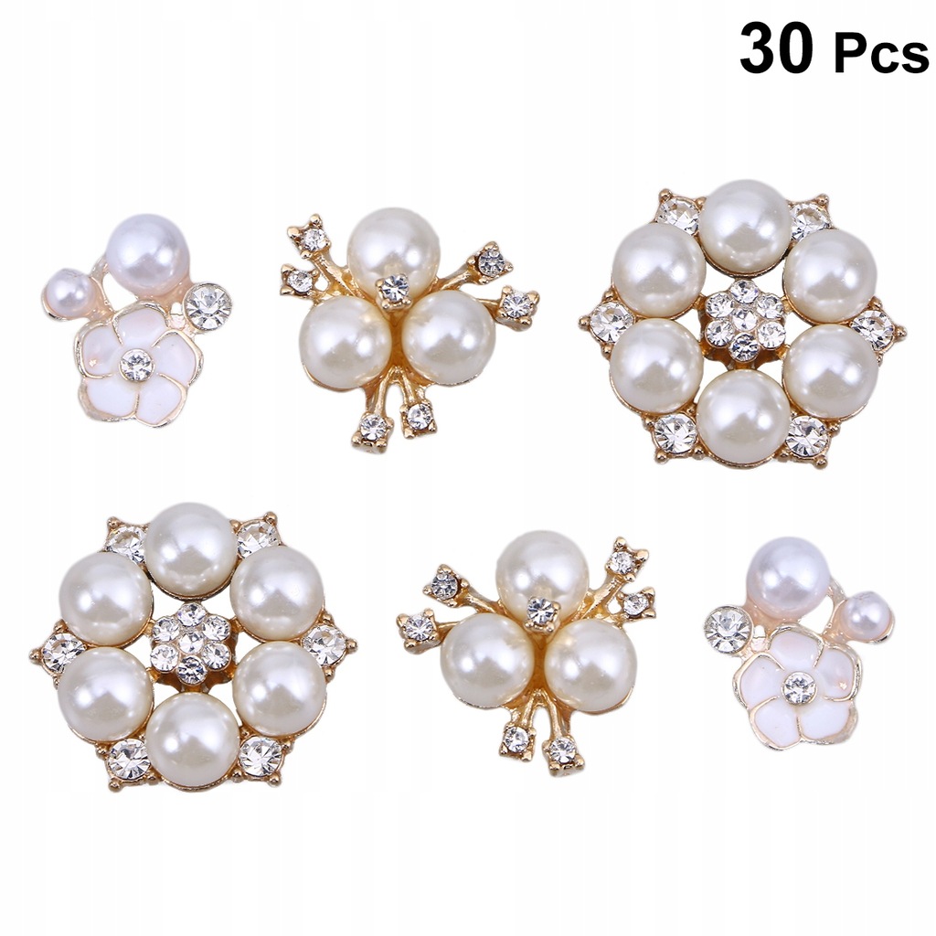 30 sztuk Rhinestone Pearl Ozdoby Faux Diament Kwia