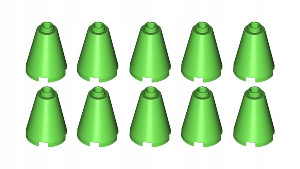 LEGO 3942c stożek brick 2x2x2 okrągły Bright Green 10 szt. NOWE
