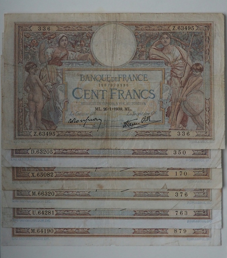 LOT - FRANCJA - 100 franków - 1939