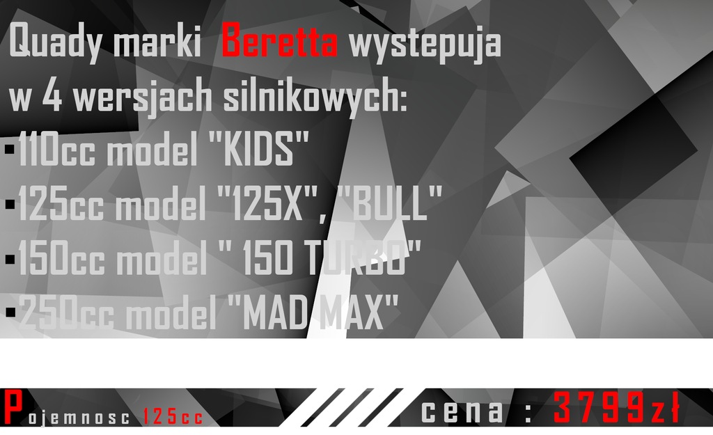 Купить Quad Beretta 125X ДЛЯ ДЕТЕЙ 110 125 АВТОМАТ 2020 г.: отзывы, фото, характеристики в интерне-магазине Aredi.ru