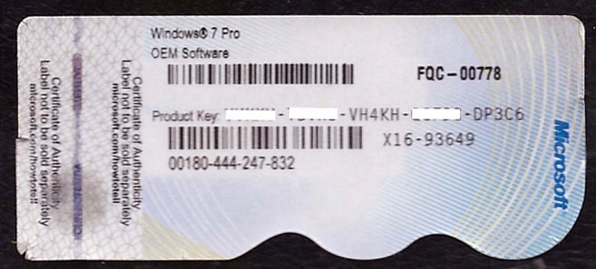 MS Windows 7 Professional 32-64 bit COA OEM