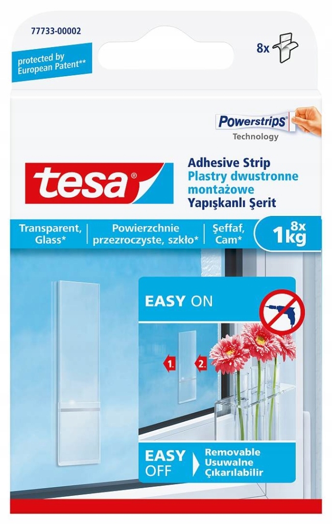 TESA Powerstrips Transparent plastry 1 kg, 8 szt