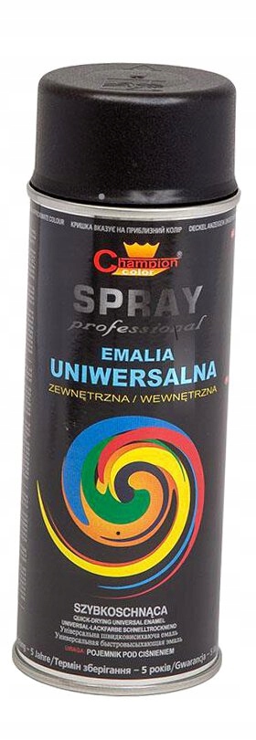 Farba akrylowa spray uniwersalny CHAMPION RAL 9011 Czarny MAT 400ml