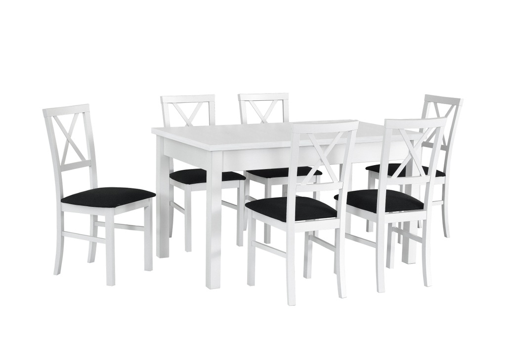 Zestaw mebli do kuchni stół 140-180+ krzesła biały