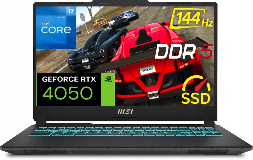 Gaming MSI Cyborg i7-12650H 15,6' 144Hz DDR5 16GB SSD 512GB RTX 4050 W11