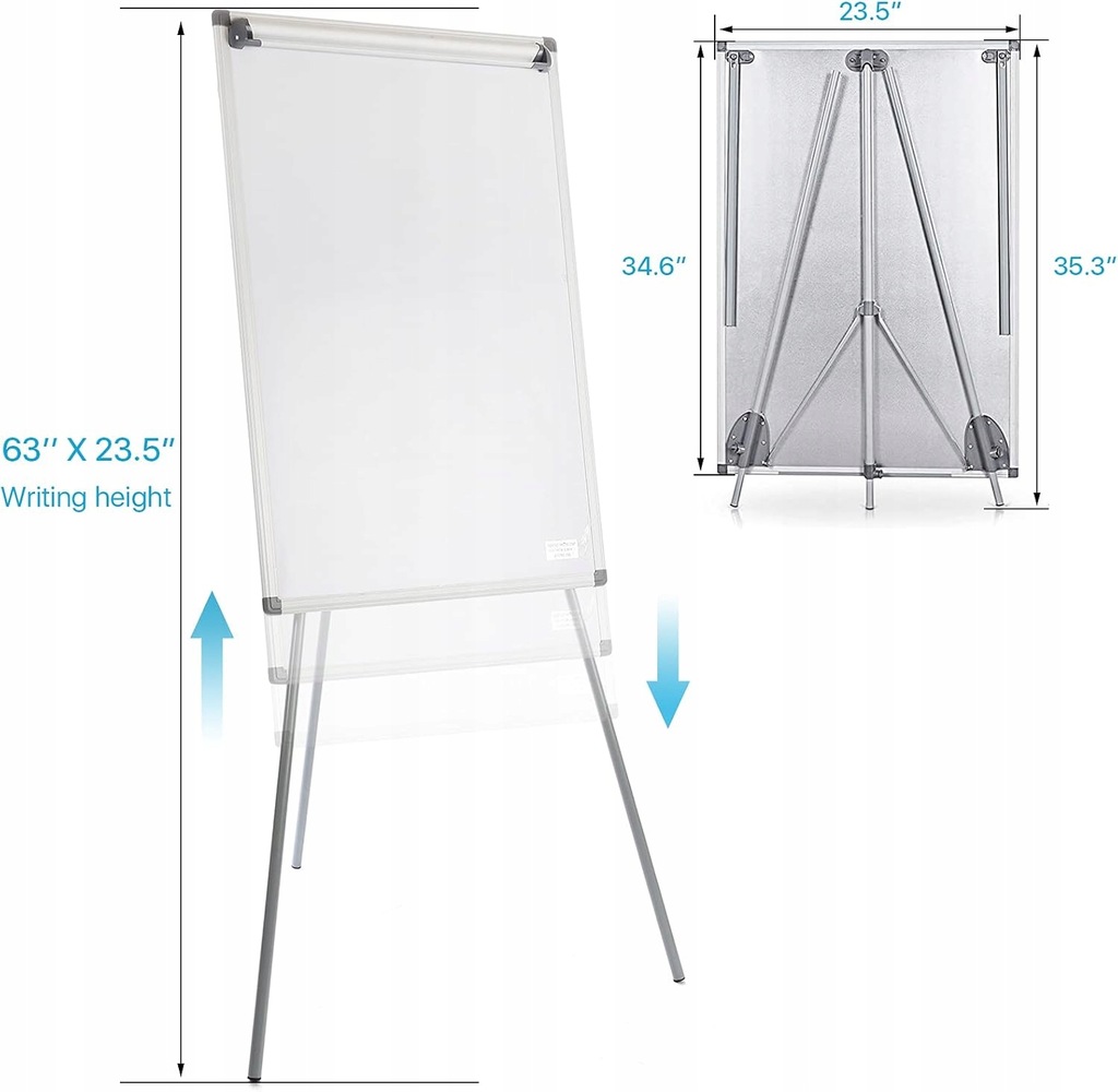 MAKELLO Magnetyczna markerowa tablica ze statywem 90X60CM regulowana