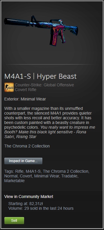 M4A1-S | Hyper Beast (MW) CS GO skin