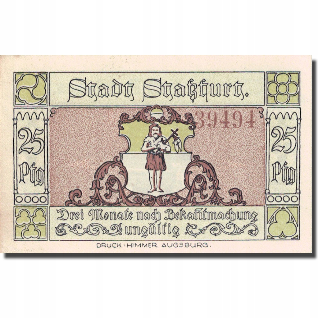 Banknot, Niemcy, Stassfurt, 25 Pfennig, table, 192