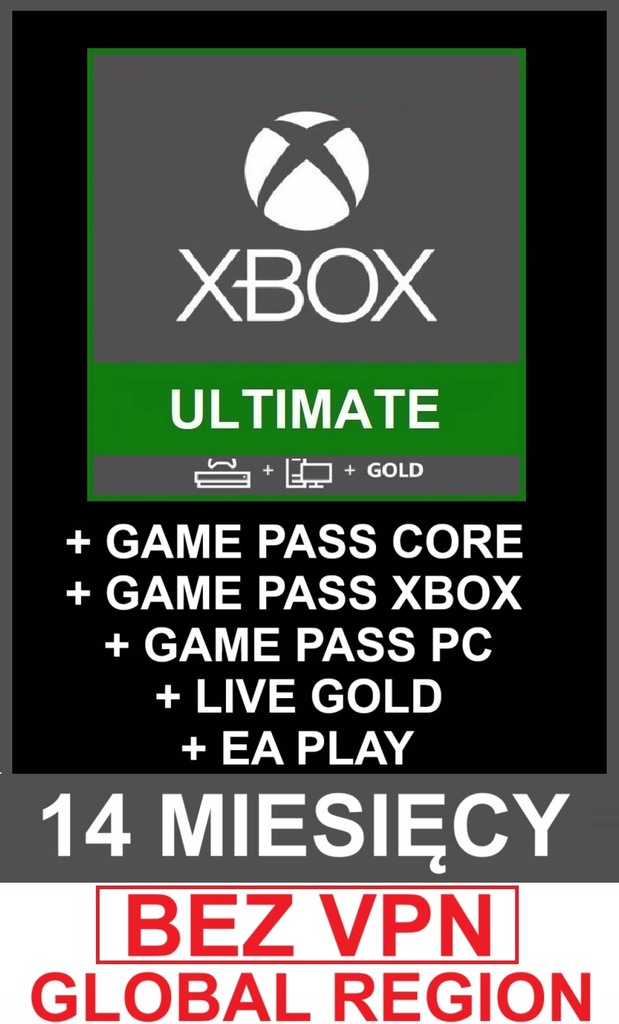 Game Pass Ultimate 14 miesięcy kod klucz EUROPA GLOBAL bez VPN