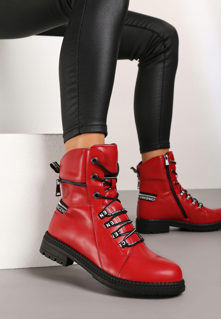 Renee Czerwone Botki damskie 38 Ekoskóra