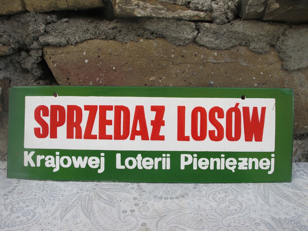 PRL - Stara Emaliowana tabliczka_SPRZEDAŻ LOSÓW