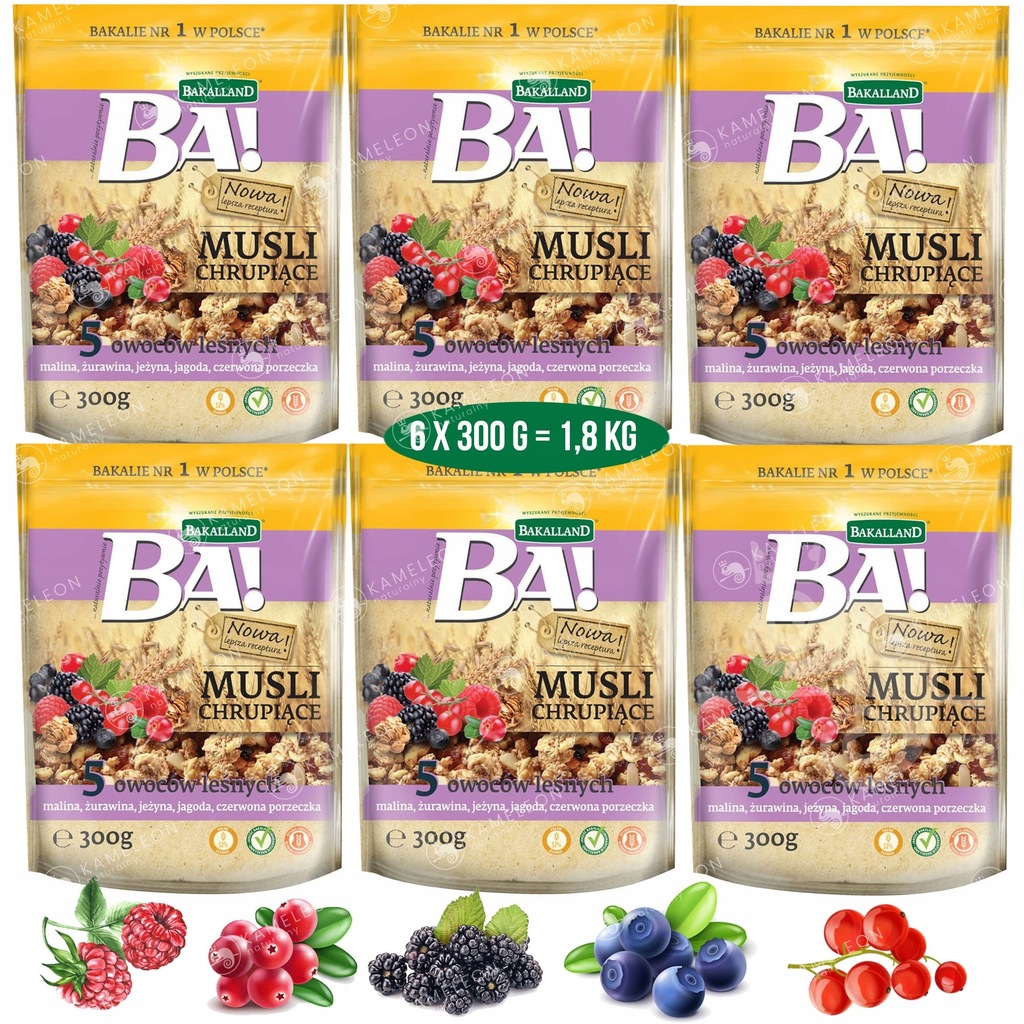 BAKALLAND BA MUSLI CHRUPIĄCE OWOCE LEŚNE 1,8kg 6op