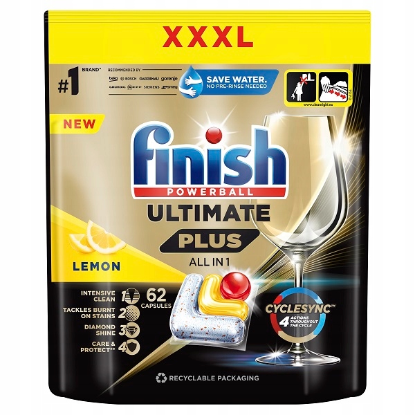 FINISH Kapsułki do zmywarki Ultimate Plus 62 lemon