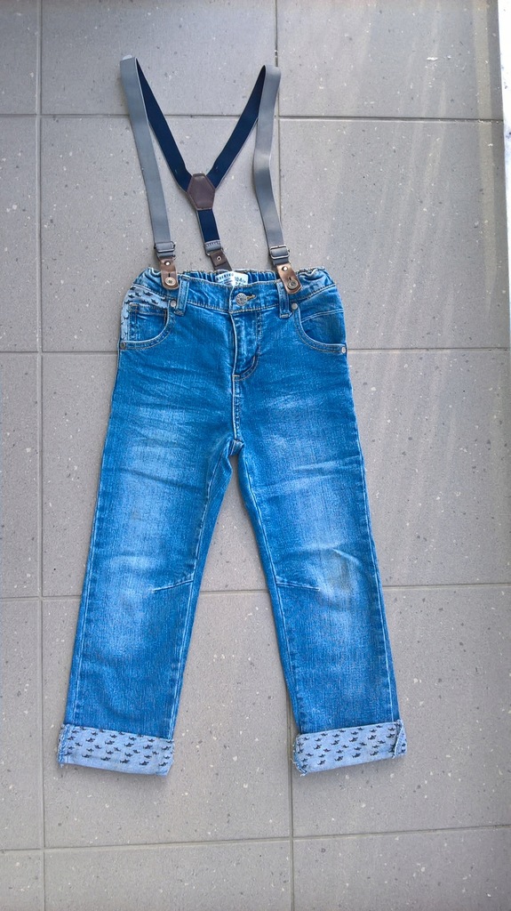 spodnie dżinsowe z szelkami Reserved 104 db