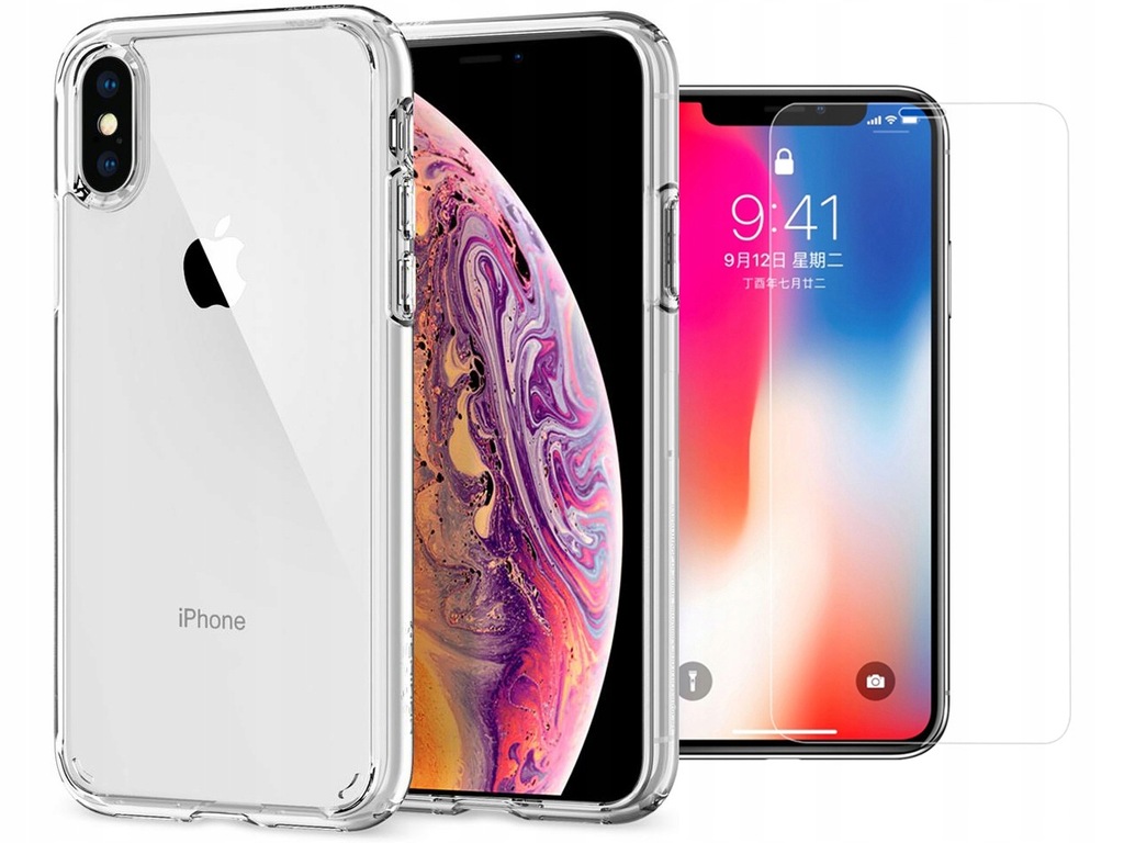 Etui Spigen do iPhone Xs/X + szkło Benks, case UH