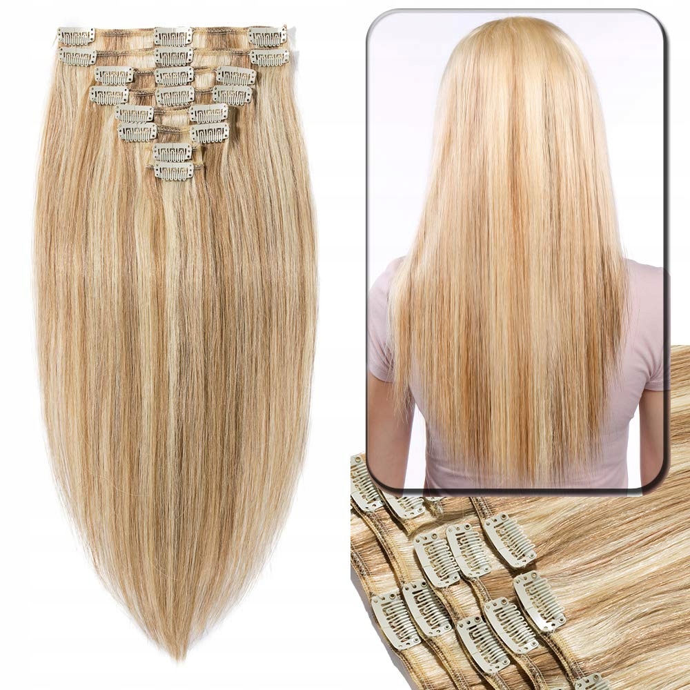 Naturalne włosy-treski typ Remy 8szt kolor blond