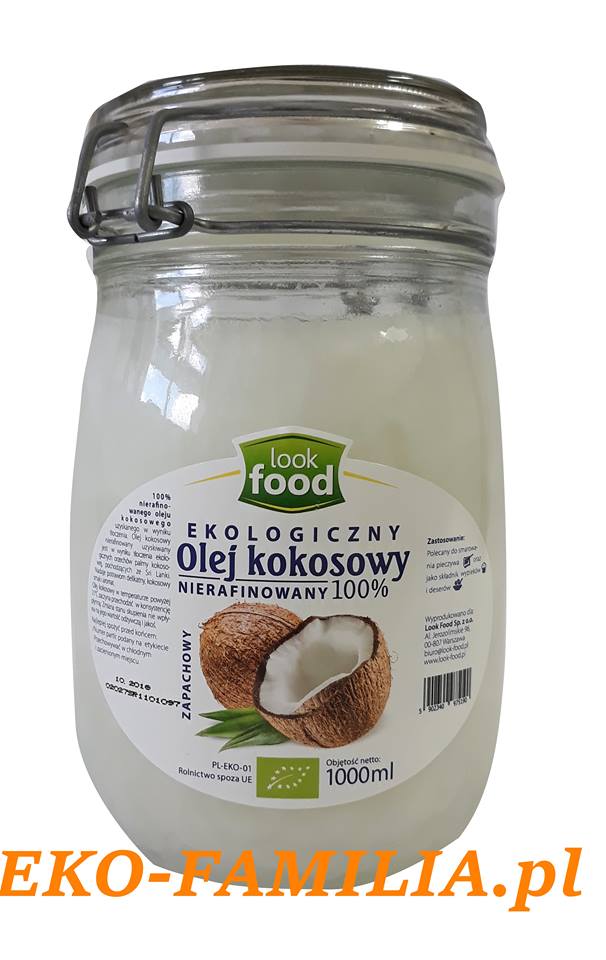 Look Food Olej kokosowy Nierafinowany Eko 1 l.
