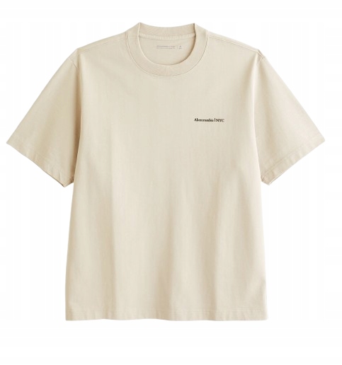 t-shirt HOLLISTER Abercrombie&Fitch koszulka M / L heavyweight beżowa