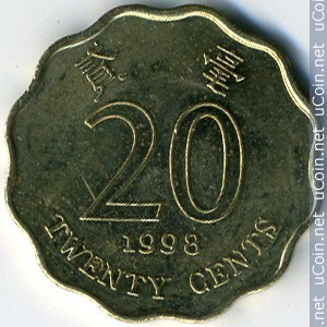 Hong Kong 20 centów 1998