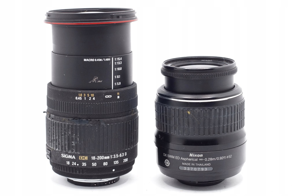obiektywy Nikon na części defekty Sigma 18200 Nikon 1855