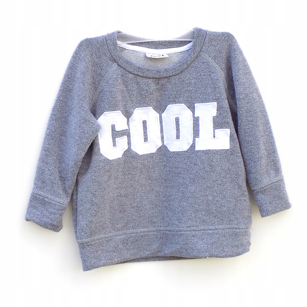 Bluza szara CHŁOPIĘCA Długi rękaw Napis Cool Next roz. 86-92 cm A1492