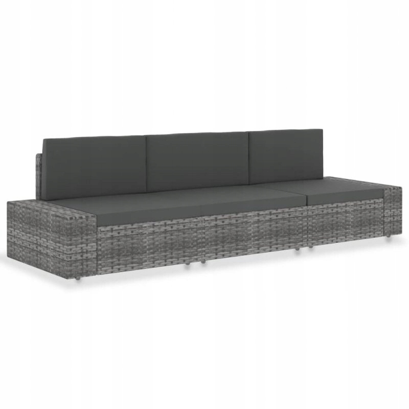 Sofa modułowa 3-osobowa, rattan PE, szara