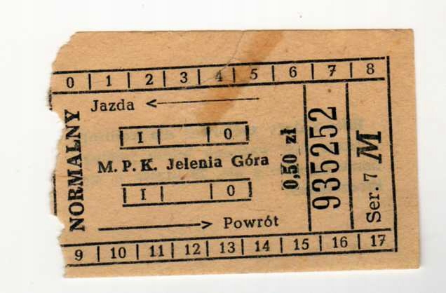 JELENIA GÓRA - Bilet M.P.K. 0,50 zł - ser. M
