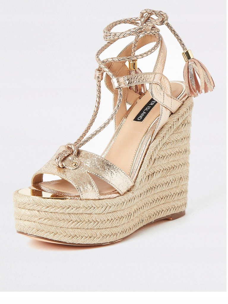 RIVER ISLAND ZŁOTE ESPADRYLE NA KOTURNIE__40