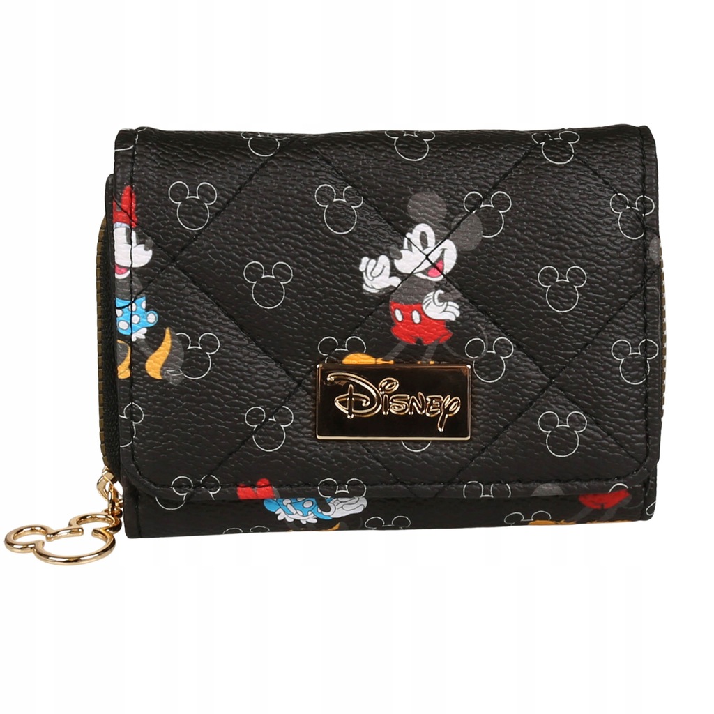 Czarny mały portfel Myszka Mickey i Minnie 11x9 cm