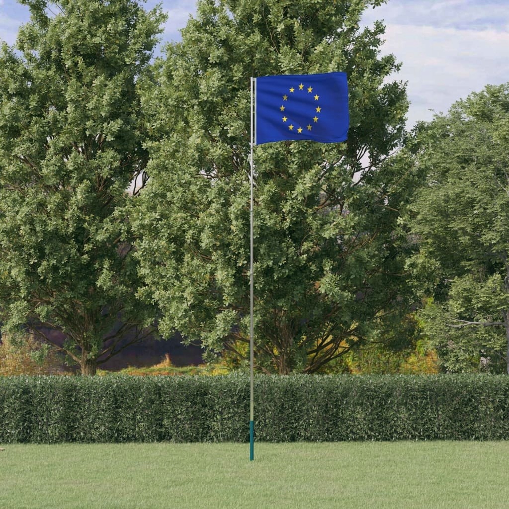Stylowe Meble Domowe Flaga Unii Europejskiej z masztem, 5,55 m, aluminium