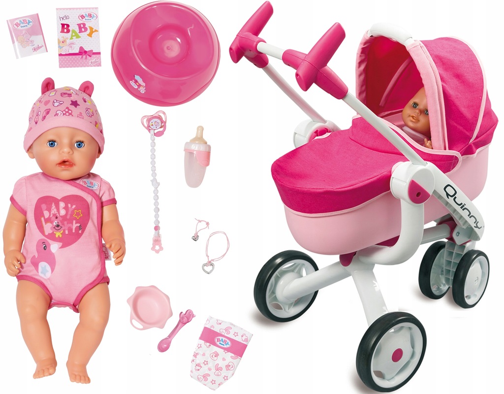 BABY BORN LALKA INTERAKTYWNA 9 FUNKCJI + WÓZEK 5W1