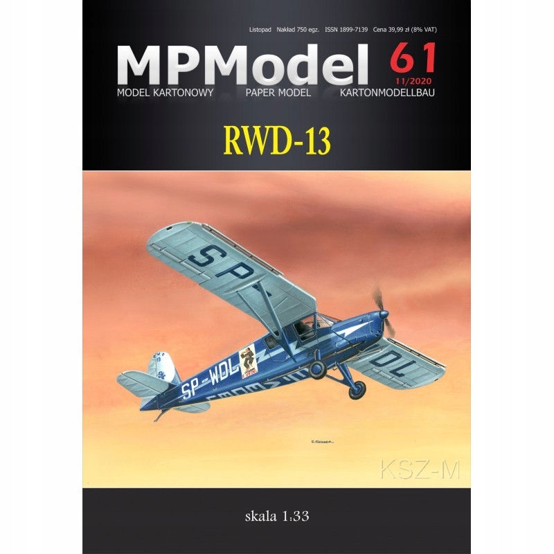 MPModel 61 - Samolot turystyczny RWD 13 Wedel 1:33