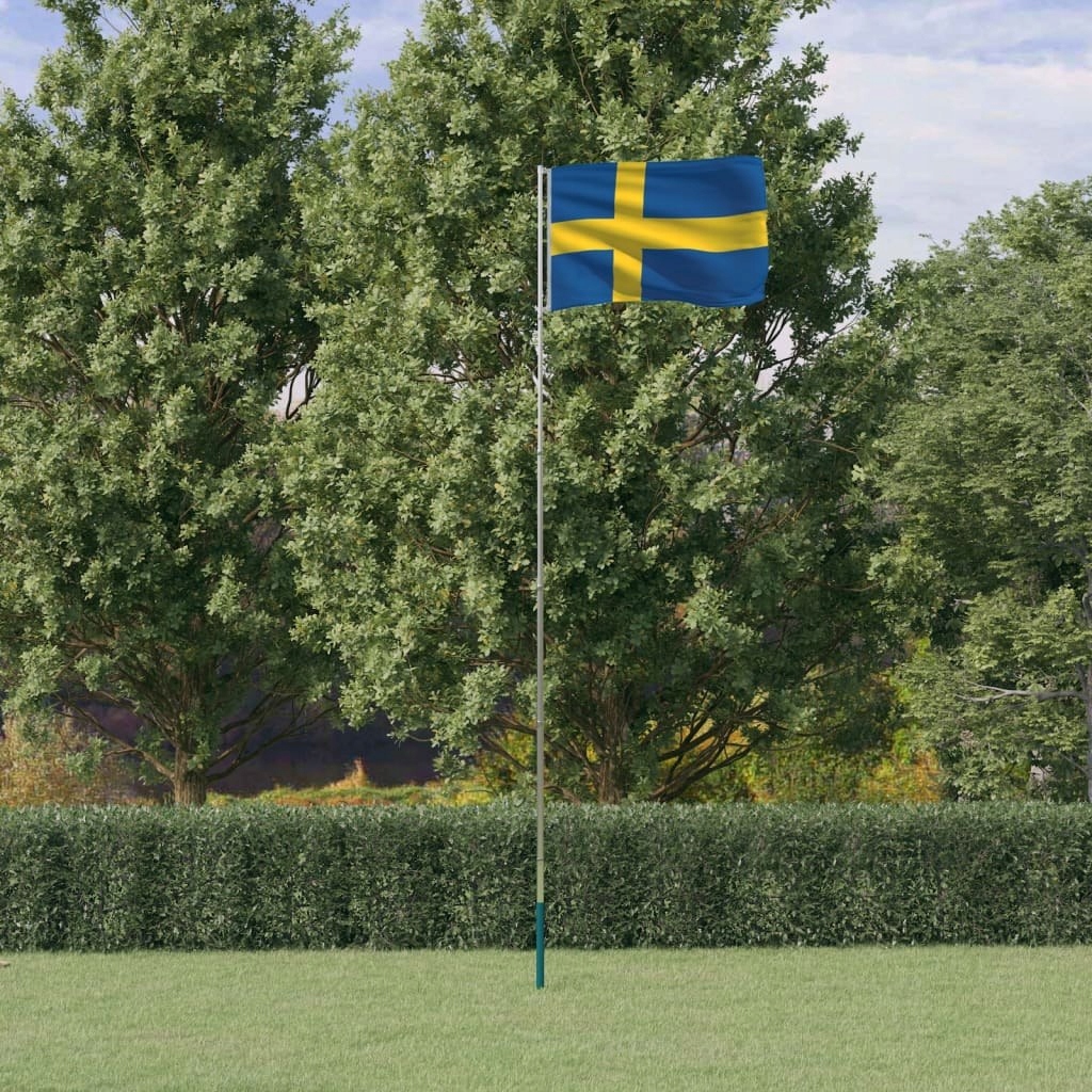 Stylowe Meble Domowe Flaga Szwecji z masztem, 5,55 m, aluminium