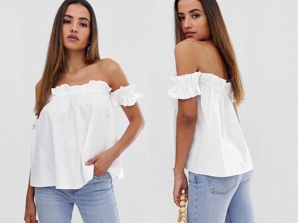 DESIGN Bawełniany top w modelu off-shoulder XS