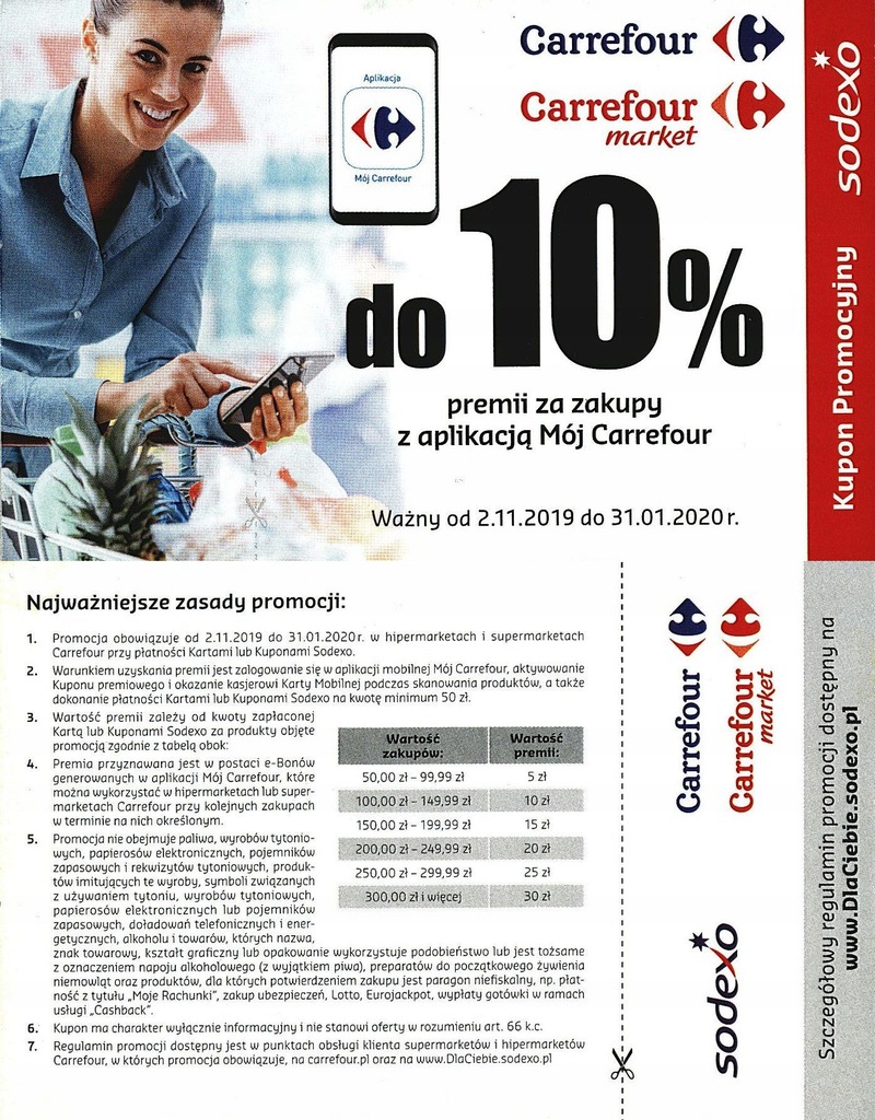 Kupon Promocyjny Bon SODEXO do -10% sieć CARREFOUR