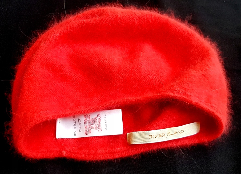 RIVER ISLAND beret czapka naturalna ANGORA 80%