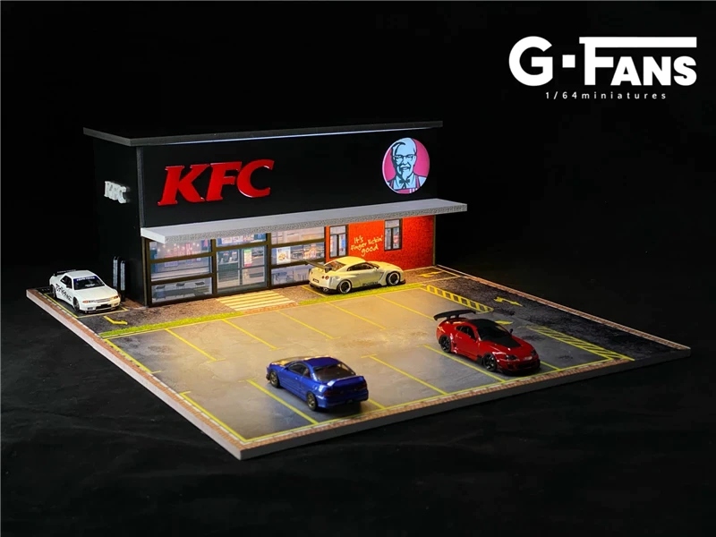 KFC Fast Food Parking Lot Diorama LED G-Fans 1:64